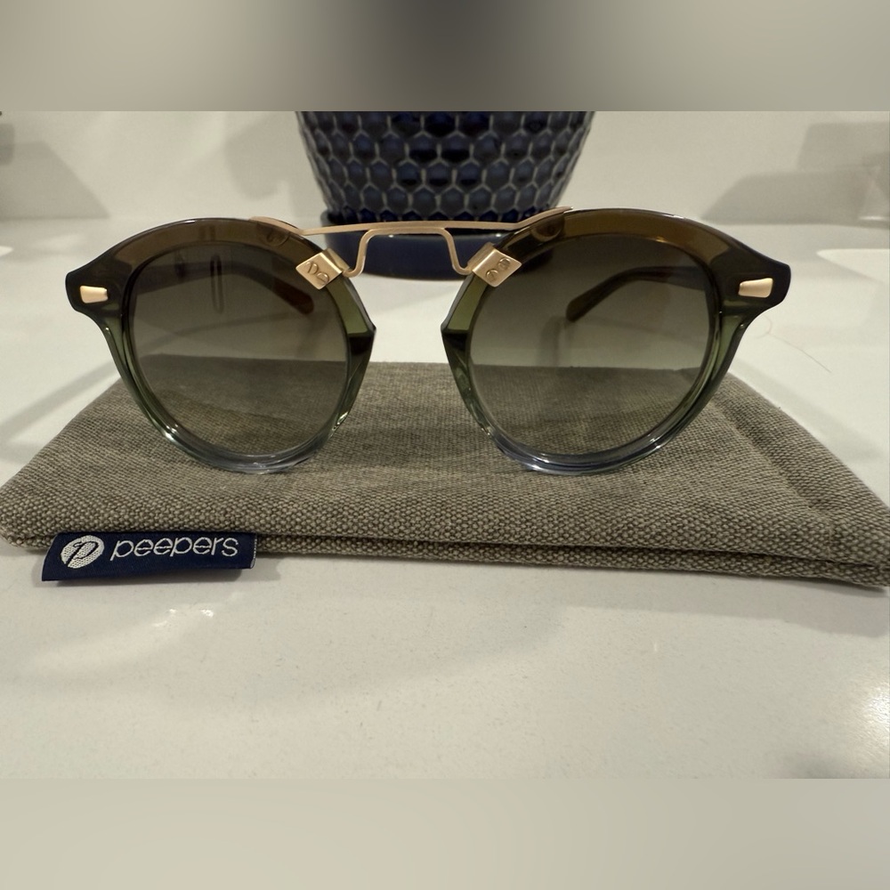 KREWE STL II (St Louis 2) Match brown/green/blue Gradient Sunglasses -EUC